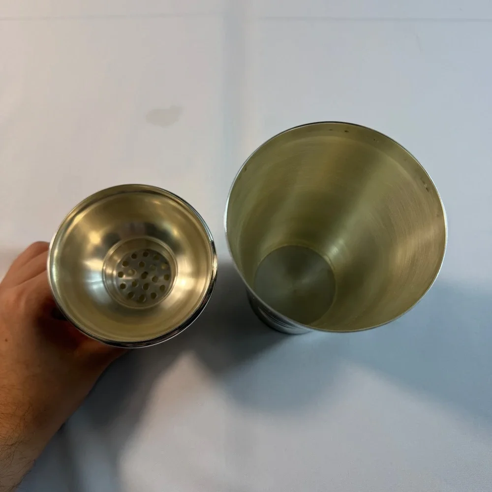 Silver Tone Mirror Finish 3 Piece Cobbler Cocktail Shaker Barware